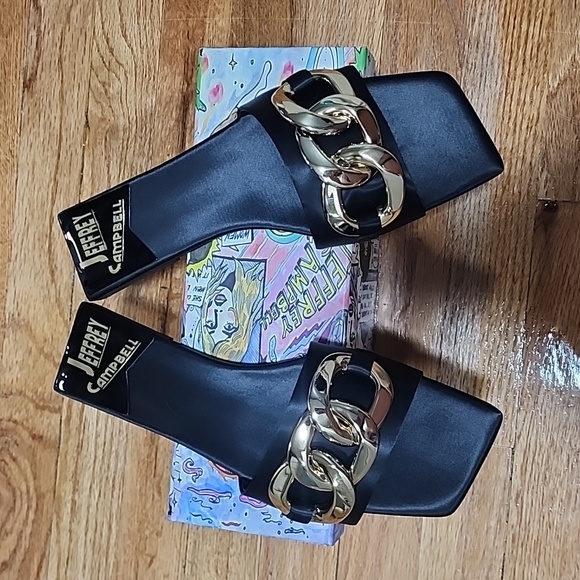 Jeffrey Campbell Shoes - Jeffrey Campbell satin chain flat sandals size 41/11.